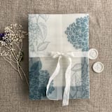 "Steel blue  Hydrangea floral printed vellum wrap for 5x7 card  | pack of 10" - Invitation Jackets and Overlays in blue by Ivory Invitations