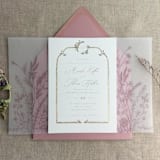 "Mauve English botanical garden floral vellum wrap for 5x7 card | pack of 10" - Invitation Jackets and Overlays in pink by Ivory Invitations