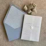 "Calm fine stripes printed vellum wrap for 5x7 card | pack of 10" - Invitation Jackets and Overlays in white by Ivory Invitations