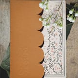"Rusty Orange Textured, Scalloped, Embossed Invitation Jacket, Qty 10" - Invitation Jackets and Overlays in orange by The Savage Label