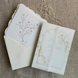 "Jessica minimalist gold vellum wraps for 5x7 card | pack of 10" - Invitation Jackets and Overlays in gold by Ivory Invitations