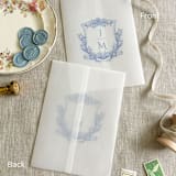 "Custom blue crest and initials vellum wrap for invitations | Set of 10" - Invitation Jackets and Overlays in blue by Maria Ferrer G.