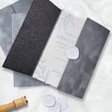 "Gray Velvet Wedding Invitation Wraps for 5 x 7 Cards (Set of 10)" - Invitation Jackets and Overlays in gray by Caroline Russo