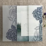 "Marin Hydrangea floral printed vellum wrap for 5x7 card | pack of 10" - Invitation Jackets and Overlays in blue by Ivory Invitations