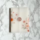 "Peach Floral Vellum Jacket (10 pack)" - Invitation Jackets and Overlays in clear by Carley Zuercher