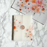 "Peach Floral Vellum Jacket (10 pack)" - Invitation Jackets and Overlays in clear by Carley Zuercher