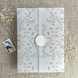 "Cashmere dainty floral vines printed vellum wrap for 5x7 card  | pack of 10" - Invitation Jackets and Overlays in beige by Ivory Invitations