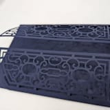 "Navy, Art Deco, Laser Cut Invitation Jacket, Qty 10" - Invitation Jackets and Overlays in blue by The Savage Label