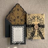 "Versailles nocturne gold shimmer vellum wrap for 5x7 card | pack of 10" - Invitation Jackets and Overlays in gold by Ivory Invitations