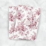 "Burgundy Toile Vellum Jacket for 5 x 7 Wedding Invitations (Set of 10)" - Invitation Jackets and Overlays in red by Caroline Russo