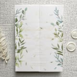 "Watercolor Greenery Vellum Jackets for 5x7 Wedding Invitations | Set of 10" - Invitation Jackets and Overlays in green by Self Stationery