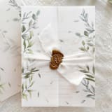 "Watercolor Greenery Vellum Jackets for 5x7 Wedding Invitations | Set of 10" - Invitation Jackets and Overlays in green by Self Stationery