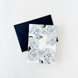 "Blue Hydrangea Floral Printed Vellum Jacket For 5x7 Card" - Invitation Jackets and Overlays in blue by Eva Friesen