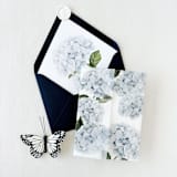 "Blue Hydrangea Floral Printed Vellum Jacket For 5x7 Card" - Invitation Jackets and Overlays in blue by Eva Friesen