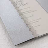 "Silver Laser Cut Lace Covers | Set of 10 | Envelopes Included" - Invitation Jackets and Overlays in silver by Self Stationery