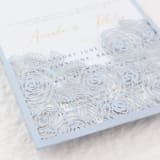 "Blue Laser Cut Invitation Pocket for 5x7 Card | Set of 10 | Envelopes Included" - Invitation Jackets and Overlays in blue by Self Stationery