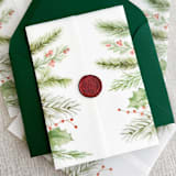 "Christmas greenery vellum wrap for 5x7 invitations | Set of 10" - Invitation Jackets and Overlays in multicolorassorted-colors by Maria Ferrer G.