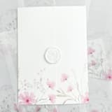"Pink wildflowers vellum wraps for 5x7 invitations | Set of 10" - Invitation Jackets and Overlays in pink by Maria Ferrer G.