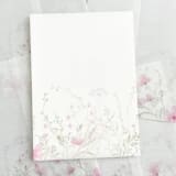 "Pink wildflowers vellum wraps for 5x7 invitations | Set of 10" - Invitation Jackets and Overlays in pink by Maria Ferrer G.