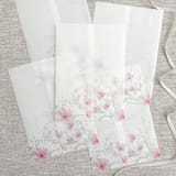 "Pink wildflowers vellum wraps for 5x7 invitations | Set of 10" - Invitation Jackets and Overlays in pink by Maria Ferrer G.