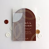 "Abstract curves minimalist Tree ring pattern White ink printed vellum wrap for 5x7 card | pack of 10" - Invitation Jackets and Overlays in white by Ivory Invitations