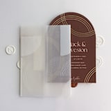 "Abstract curves minimalist Tree ring pattern White ink printed vellum wrap for 5x7 card | pack of 10" - Invitation Jackets and Overlays in white by Ivory Invitations