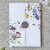 "Spring colorful wildflowers vellum jacket | Set of 10" - Invitation Jackets and Overlays in multicolor by Maria Ferrer G.