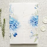 "Blue Hydrangea Floral Printed Vellum Wrap for 5x7 Invitation Card, Set of 10" - Invitation Jackets and Overlays in blue by Self Stationery