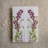 "Eleanor purple and blush floral botanic garden printed vellum wrap for 5x7 card | pack of 10" - Invitation Jackets and Overlays in purple by Ivory Invitations