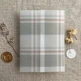 "Plaid lovers blush gray madaras printed vellum wrap for 5x7 card  | pack of 10" - Invitation Jackets and Overlays in multicolor by Ivory Invitations