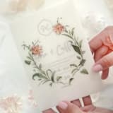 "Vellum Jacket with a Wreath of Floral, Set of 10" - Invitation Jackets and Overlays in green by Self Stationery