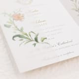 "Vellum Jacket with a Wreath of Floral, Set of 10" - Invitation Jackets and Overlays in green by Self Stationery