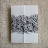 "Black Ruffled floral lace ribbon printed vellum wrap for 5x7 card | pack of 10" - Invitation Jackets and Overlays in black by Ivory Invitations