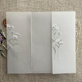 "White finch wild flower branch printed vellum wrap for 5x7 card | pack of 10" - Invitation Jackets and Overlays in white by Ivory Invitations