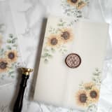 "Sunflower and Eucalyptus Vellum (10 pack)" - Invitation Jackets and Overlays in clear by Carley Zuercher