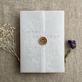 "White ink print Little wildflowers cluster printed vellum wrap for 5x7 card  | pack of 10" - Invitation Jackets and Overlays in white by Ivory Invitations