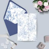 "French Blue Toile Vellum Jacket for Wedding Invitations & Cards (Set of 10)" - Invitation Jackets and Overlays in blue by Caroline Russo