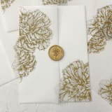 "Faux gold peony vellum wraps for 5x7 invitations | Set of 10" - Invitation Jackets and Overlays in gold by Maria Ferrer G.