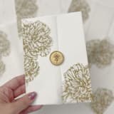 "Faux gold peony vellum wraps for 5x7 invitations | Set of 10" - Invitation Jackets and Overlays in gold by Maria Ferrer G.