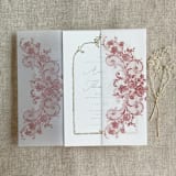 "Old rose La belle rose lace printed vellum wrap for 5x7 card | pack of 10" - Invitation Jackets and Overlays in pink by Ivory Invitations