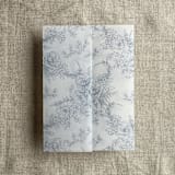"Steel blue poppy floral toile printed vellum wrap for 5x7 card | pack of 10" - Invitation Jackets and Overlays in blue by Ivory Invitations