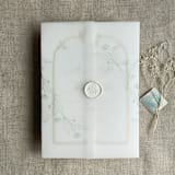 "Jessica minimalist sage vellum wraps for 5x7 card | pack of 10" - Invitation Jackets and Overlays in green by Ivory Invitations