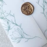 "Magnolia Branches Vellum Jackets | Set of 10 | Blue & Green Color Options" - Invitation Jackets and Overlays in multicolorassorted-colors by Megan Tendler