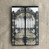 "Black Castle Gate Lasercut Jacket for 5x7 inch Invitation | Pack of 10 | Envelopes Included" - Invitation Jackets and Overlays in black by Ivory Invitations