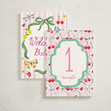 "Bows, Buds & Wonder Ahead" - Baby Milestone Cards in Multi by Pati Cascino - Front