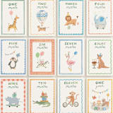 "Fun Zoo Animals" - Baby Milestone Cards in Multi by Teju Reval - Months 1-12