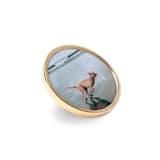 "Custom Lapel Pin Round Gold" - Brooches in gold by Kimbra Mooers