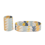 "Hand-Marbled Desk Tray & Pencil Holder Organizer in Golden Blue Marbling" - Decorative Storage in blue by Michelle Pham