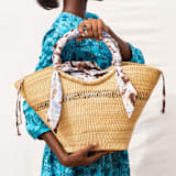 "Butterfly Bag Natural Medium in Brown/Light Blue/White" - Decorative Storage in natural by AKETEKETE