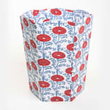 "Blockprint Scallop Waste Bin / Storage Bin in Araminta" - Decorative Storage in red by Michelle Pham